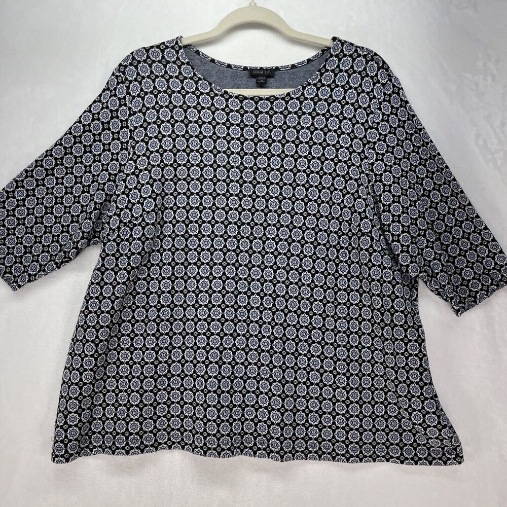 J Jill‎ Wearever Collection 3/4 Sleeve Top Womens Sz 3x XXXL Geometric